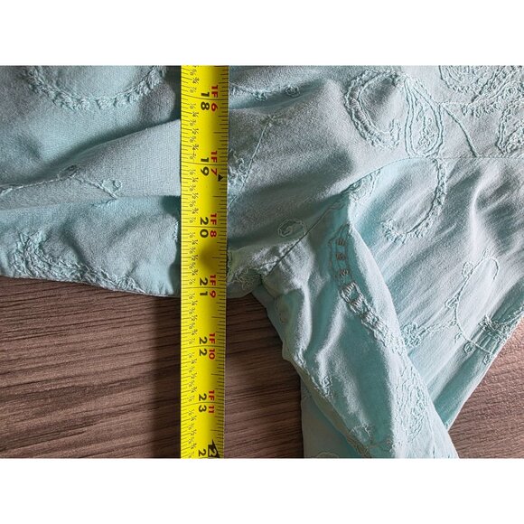 Sag Harbor Petite Seafoam Green Embroidered Button-Up Blouse L - Picture 8 of 9